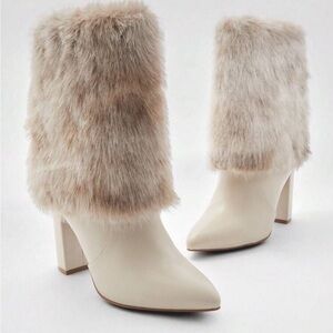 🤍 Faux Fur Fold-Over Block Heel Boots | Never Worn 🤍